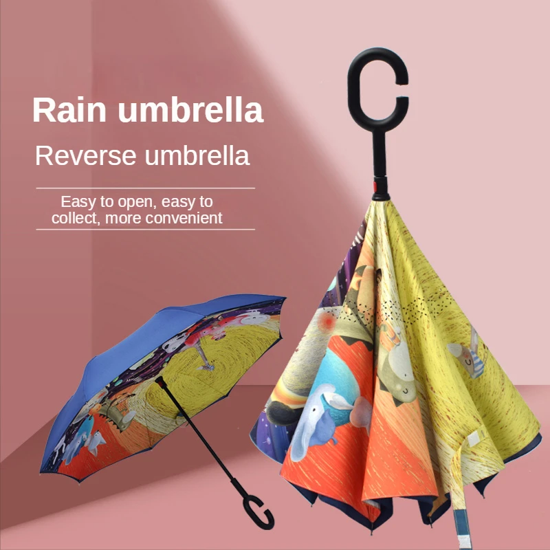 Ombrello Antivento Per Bambini Reverse Rain Anime Cute Kids Umbrella Academy For Girl Sombrilla Jardin Prodotto Per Bambini All'Aperto