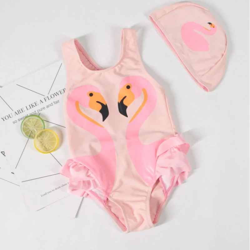 Costume Da Bagno Per Bambini Ragazza Cigno Bianco E Nero Fenicottero Rosa Costume Da Bagno Intero Per Bambina Coreana
