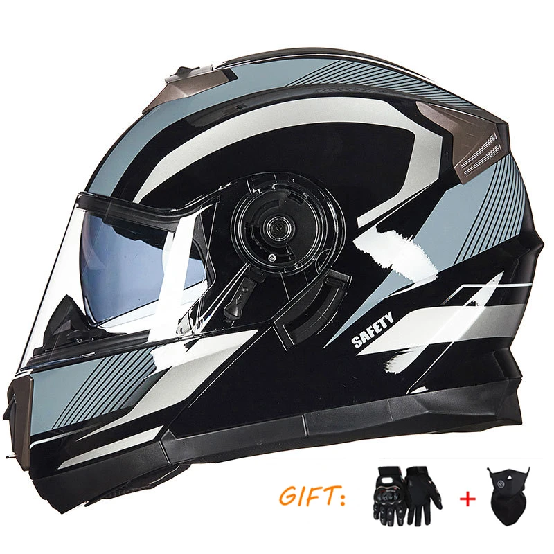 Casco Moto Dual Lens Approvato Dot Flip Up Modulare Casco Full Face Kask Moto Racing Helm Para Moto Capacete