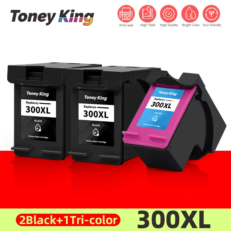 Cartuccia Ricaricata Toney King 300 Per Hp 300 Xl Per Cartucce D'Inchiostro Hp300 Per Hp Deskjet D1660 D2500 D2560 D2660 D5560 F2420