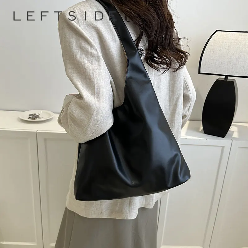 Leftside Fashion Big Leather Tote Bag Per Le Donne 2023 Tend Donna Semplice Grande Borsa A Tracolla Ad Alta Capacità Borse Retrò