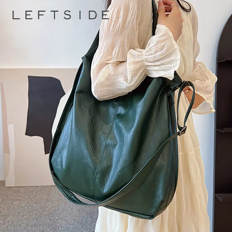 Leftside Fashion Big Leather Tote Bag Per Le Donne 2023 Tend Borse Laterali A Tracolla Retrò Semplici Di Grande Capacità Femminili