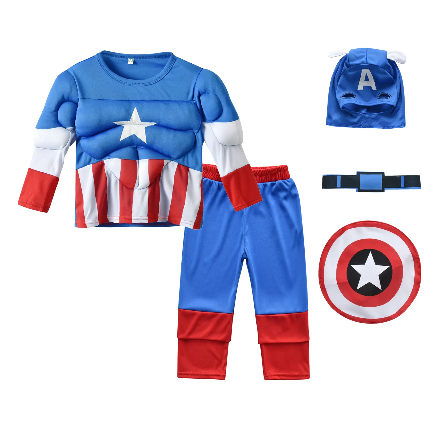 Marvel Captain America Cosplay A Maniche Lunghe Kid Avengers Muscle Suit Captain America Tuta Per Bambini