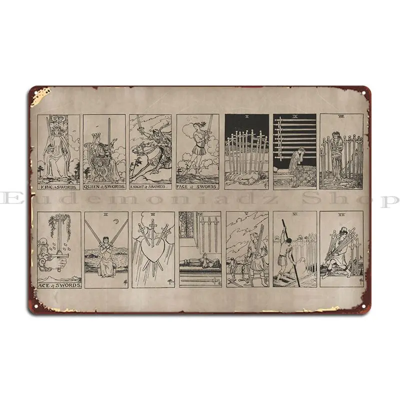 Minor Arcana Spade Tarocchi Metal Sign Club Club Club Stampato Club Tin Sign Poster