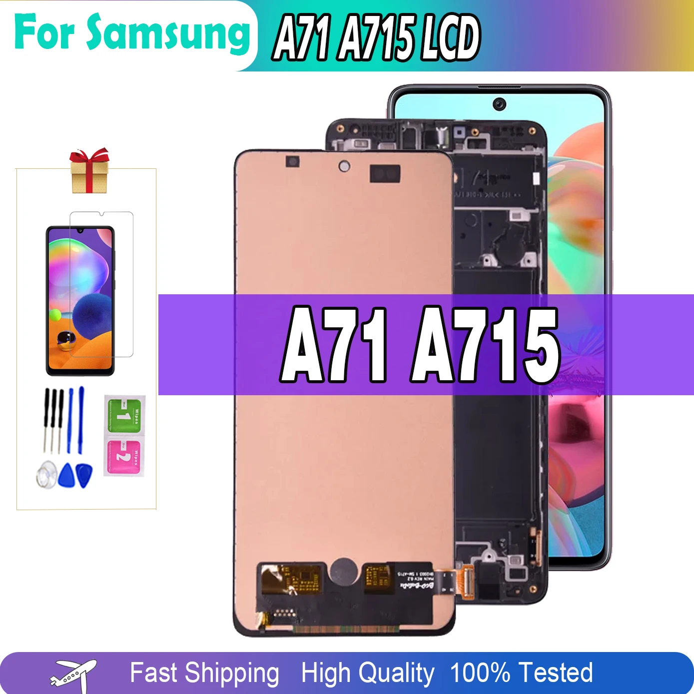 Amoled 6.7 "Per Samsung Galaxy A71 A715 Display Lcd Per Galaxy A71 A715F A715Fd Lcd Touch Screen Digitizer Sostituzione