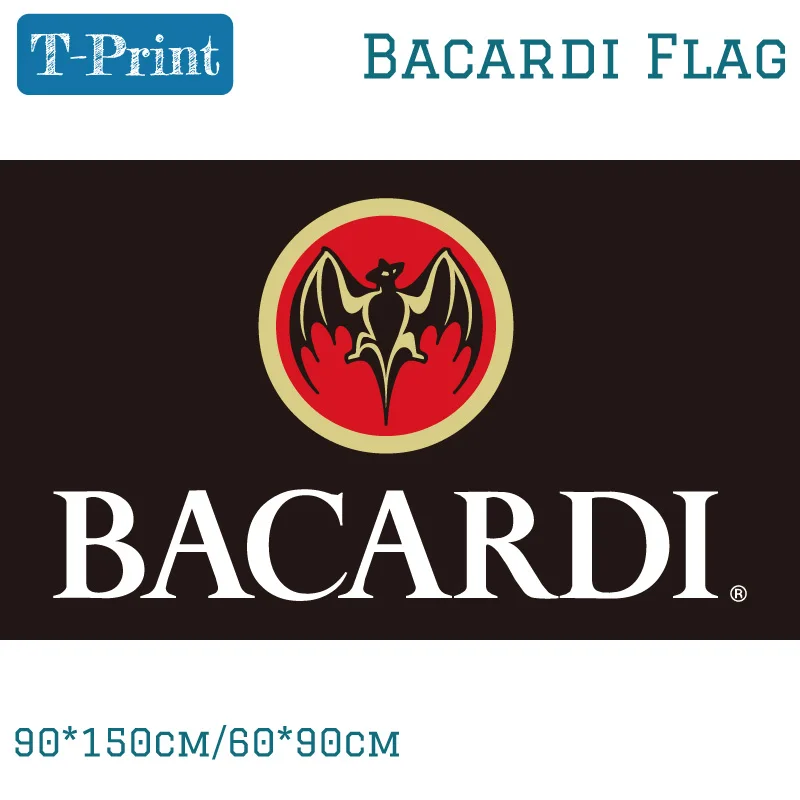 90*150Cm 60*90Cm Bacardi Cerveza Superior De Color Rojo Y Blanco De Seda Cartel Grande De Banderas De La Bandera