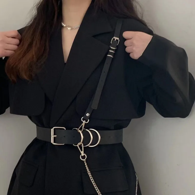 Nuove Donne Di Lusso Cinture A Catena Regolabili Cintura Punk Hip-Hop Con Catena Corsetto Gotico Vestito Cintura Personalità Tutto-Fiammifero Cintura