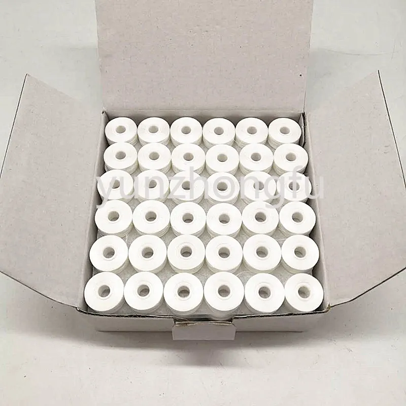 Gran Oferta Blanco/Negro Sin Costuras 100% Cordon De Poliestere Prebobinado 144 Carrete Tamaino L