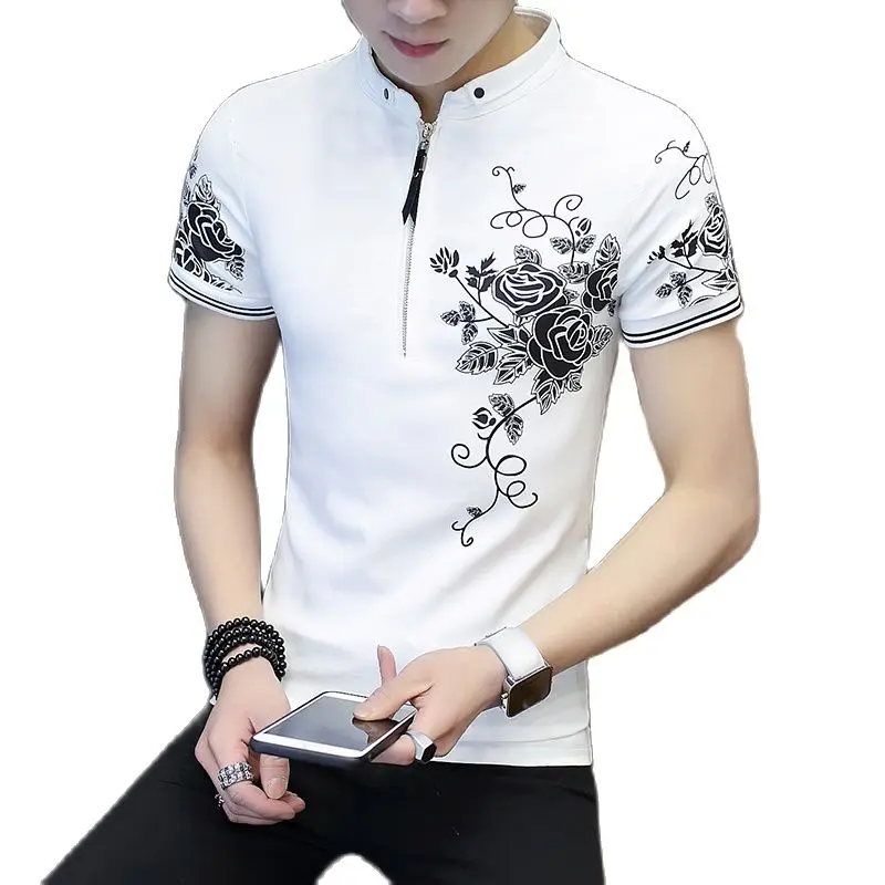2023 Camiseta De Manga Corta Para Hombre, Camisa Casual Coreana De Color Blanco Para Jóvenes, Ropa De Calle.