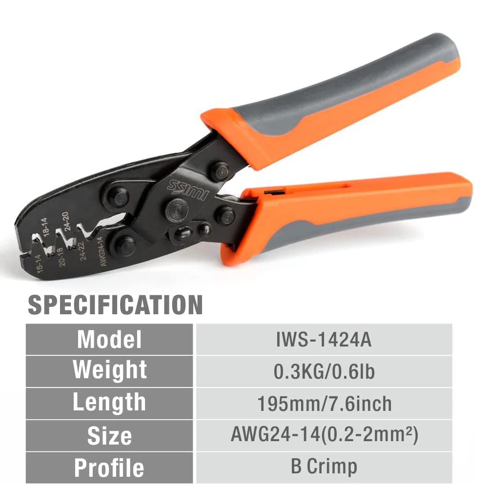 Pinza A Crimpare Iws-1424A/B Per Terminali A Canna Aperta-Funziona Con Molex Style, Delphi, Amp, Tyco, Strumento Morsetto Terminali Deutsch