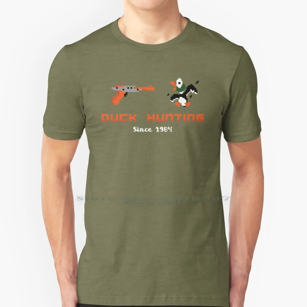 Maglietta Da Caccia Nes Duck 100% Puro Cotone Nes Nintendo Nintendo Entertainment System Duck Hunt Old School Retro