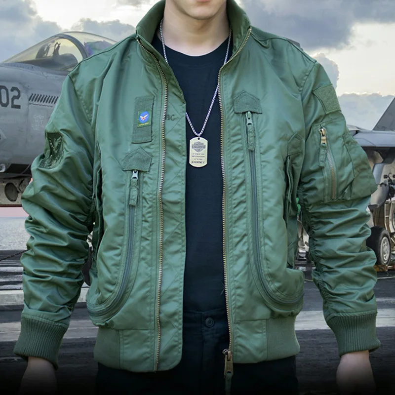 Giubbotto Da Volo Da Uomo Giubbotto Bomber Militare Da Uomo Air Force One Pilot Giacca Da Baseball Primavera Autunno Giacca A Vento Capispalla Tattico