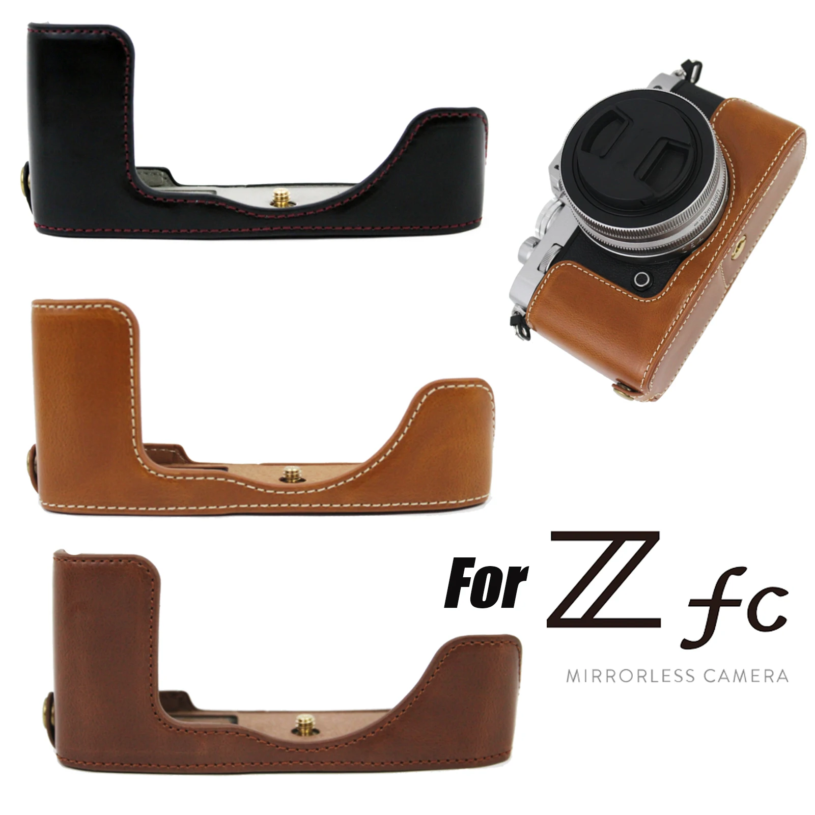 Borsa Per Fotocamera Portatile Borsa A Metà Corpo In Pelle Pu Retrò Per Accessori Nikon Zfc Zfc Z-Fc