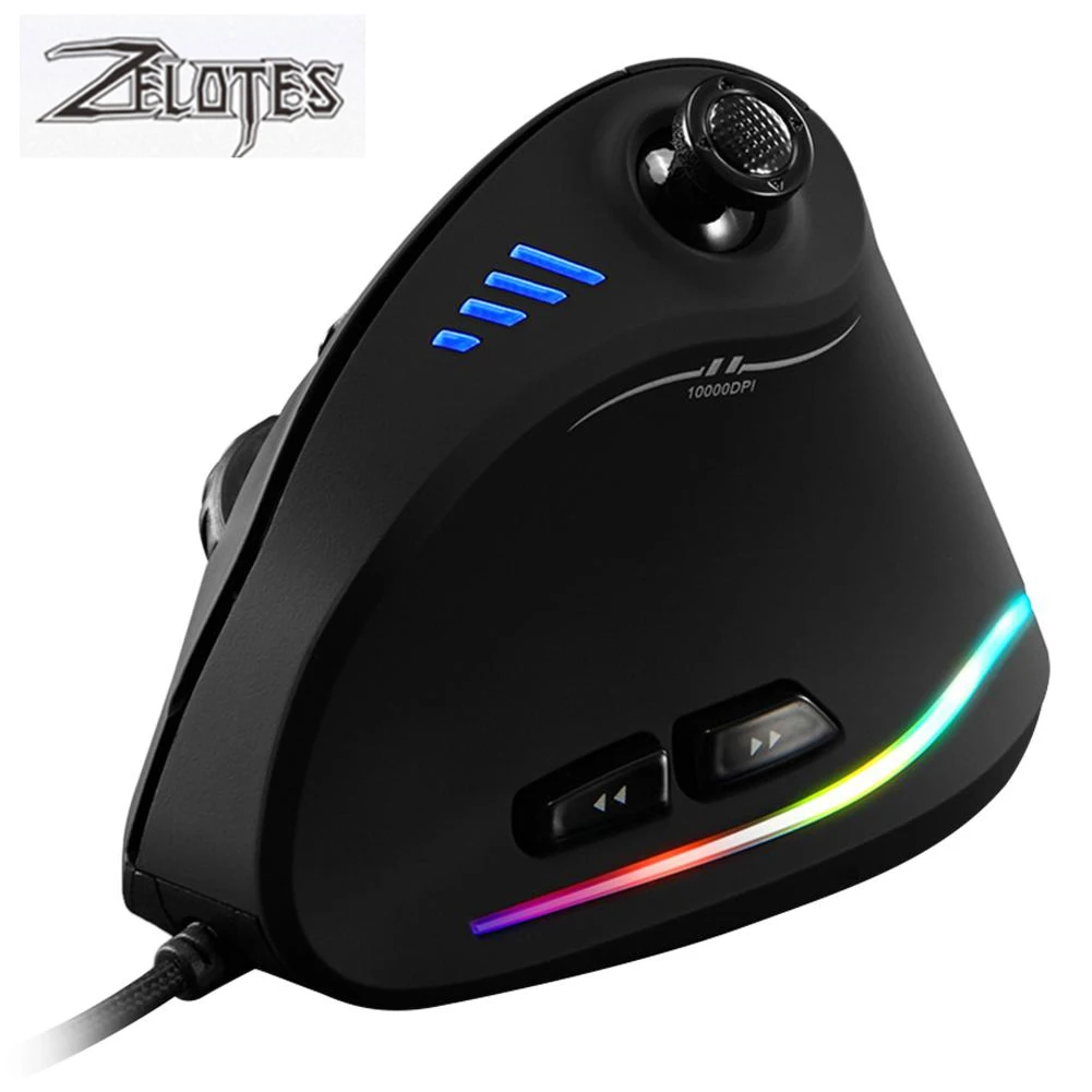 Per Zelotes Mouse Da Gioco Verticale Mouse Ottico Rgb Cablato Usb Programmabile 11 Pulsanti Mouse Ergonomico Regolabile Da 10000 Dpi