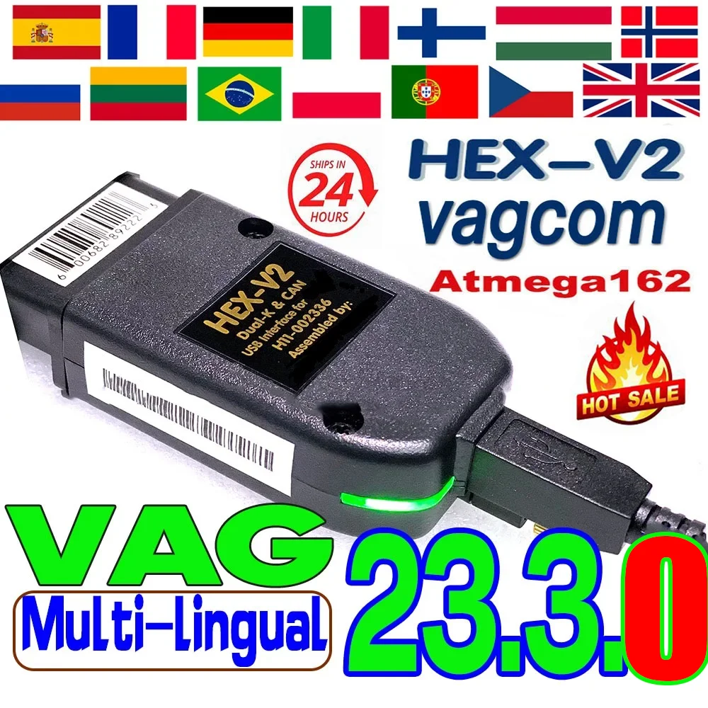 2024 Interfaccia Vagcom Hex V2 Aggiornamento 23.3.1 Per Vw Per Audi Skoda Seat Multi-Language Car Autocom Diagnostics Tools
