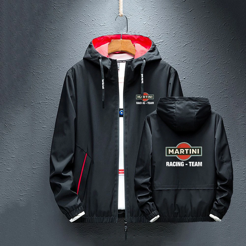 Giacca Trench Stampata Martini Racing Nella Primavera E Nell'Estate Del 2023 Trench Da Strada Da Uomo Con Cerniera Con Cappuccio Giacca Casual In S