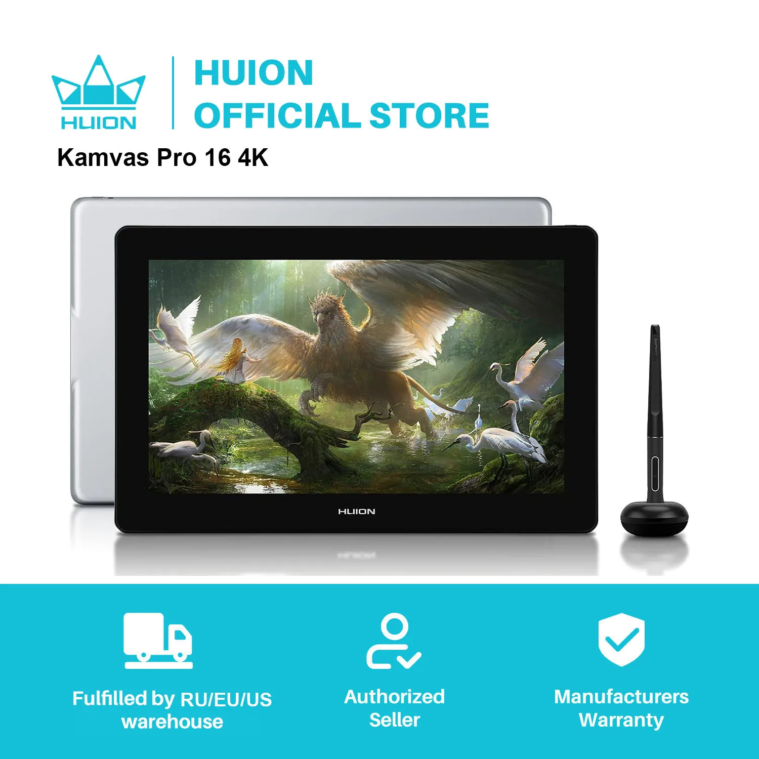 Huion Pen Display Monitor Kamvas Pro 16 4K Uhd Screen Ag Glass 120% Srgb Painting Graphic Pen Tablet Per Disegnare Supporto Android
