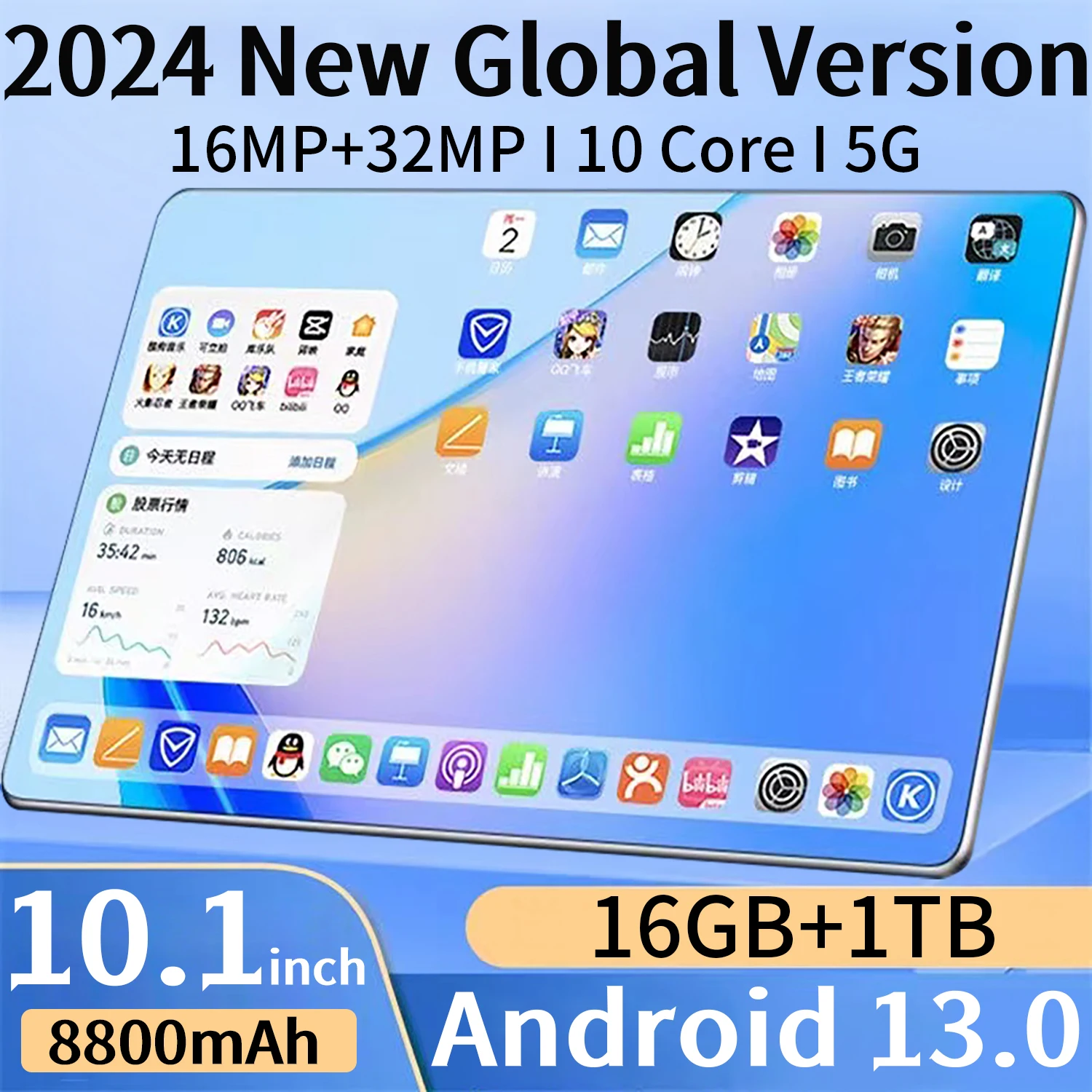 2024 5G Nuovo Tablet Android 13.0 Marca 16Gb Ram 1Tb Rom Tablet 16Mp 32Mp 8800Mah 10Core Tablette Wifi Rete Bluetooth