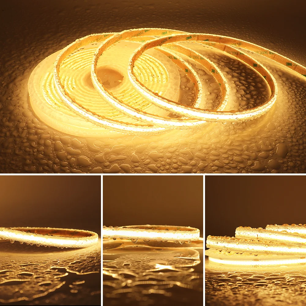 Ip68 Impermeabile Cob Led Strip 12V Sauna Impermeabile Led Tape Cucina 24V Led Strip Outdoor Strip Lighting Bagno Cob Led Strip