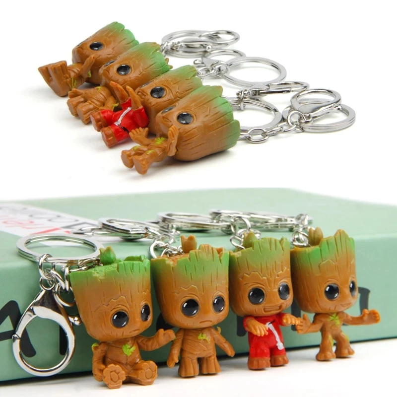 Disney Baby Groot Portachiavi Boy Girl Groot Portachiavi Zaino Ciondolo Albero Cartone Animato Figura Giocattolo Regalo