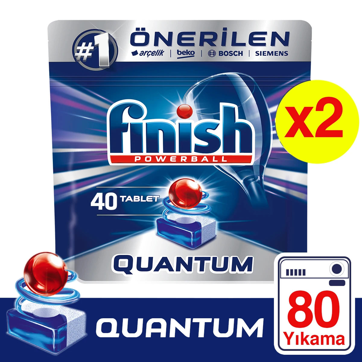 Finitura Quantum Detersivo Per Lavastoviglie 2X40 Tablet