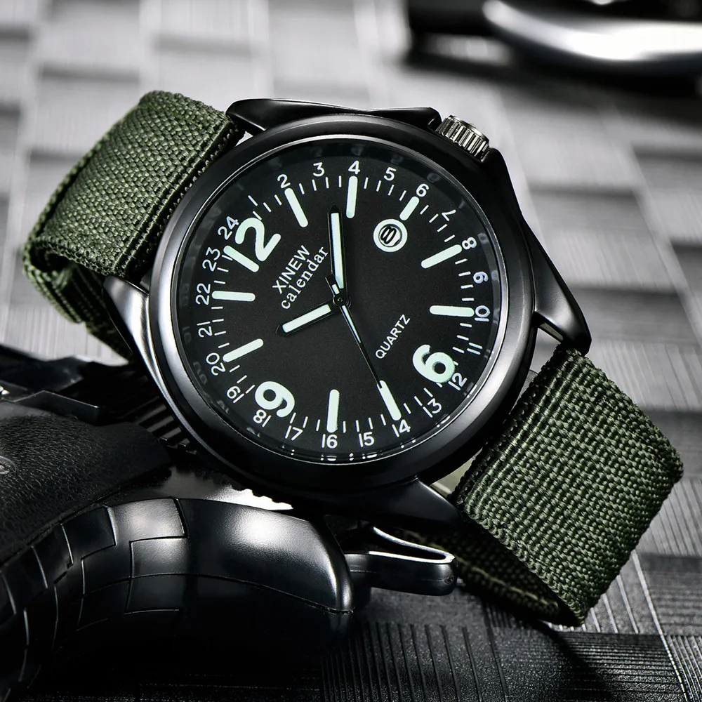 Xinew Orologi Militari Moda Uomo Bagliore Luminoso Orologio Calendario Orologio Al Quarzo Cinturino In Nylon Orologi Da Uomo Orologi Sportivi Horloge 