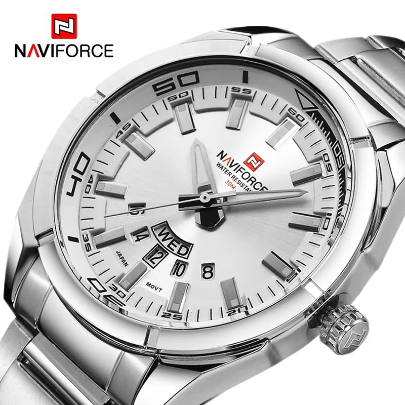 Orologi Uomo Naviforce Top Brand Men Watch Full Steel Waterproof Casual Quartz Date Sport Orologio Da Polso Militare Relogio Masculino