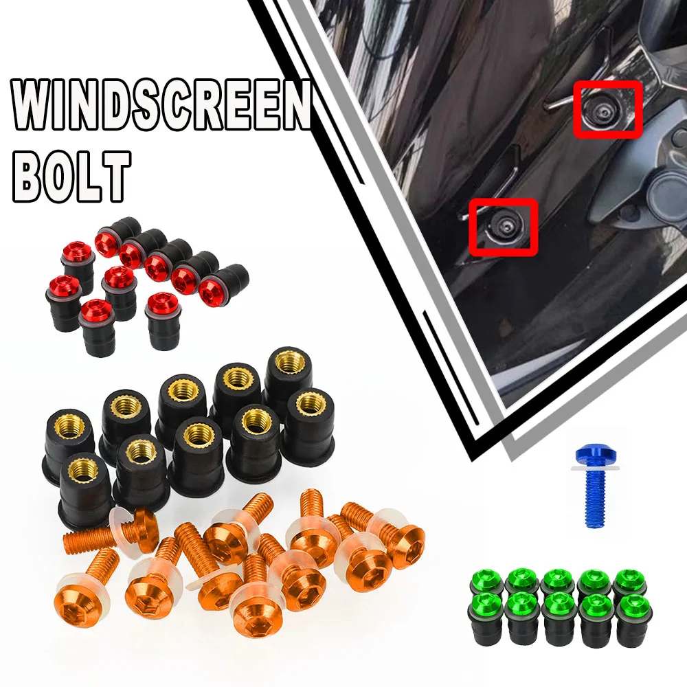 Per Honda Cognac Nt650V Nt700V Dn-01 250 / 300 Fury Vt1300Cx Carenatura Del Parabrezza Cowl Viti Per Parabrezza Bulloni Kit 5Mm Dadi