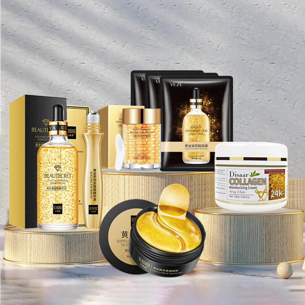Set Per La Cura Della Pelle 24K Gold Nicotinamide Face Essence Crema Per Il Viso Al Collagene Maschera Per Il Viso Idratante Illumina La Crema Per Gli