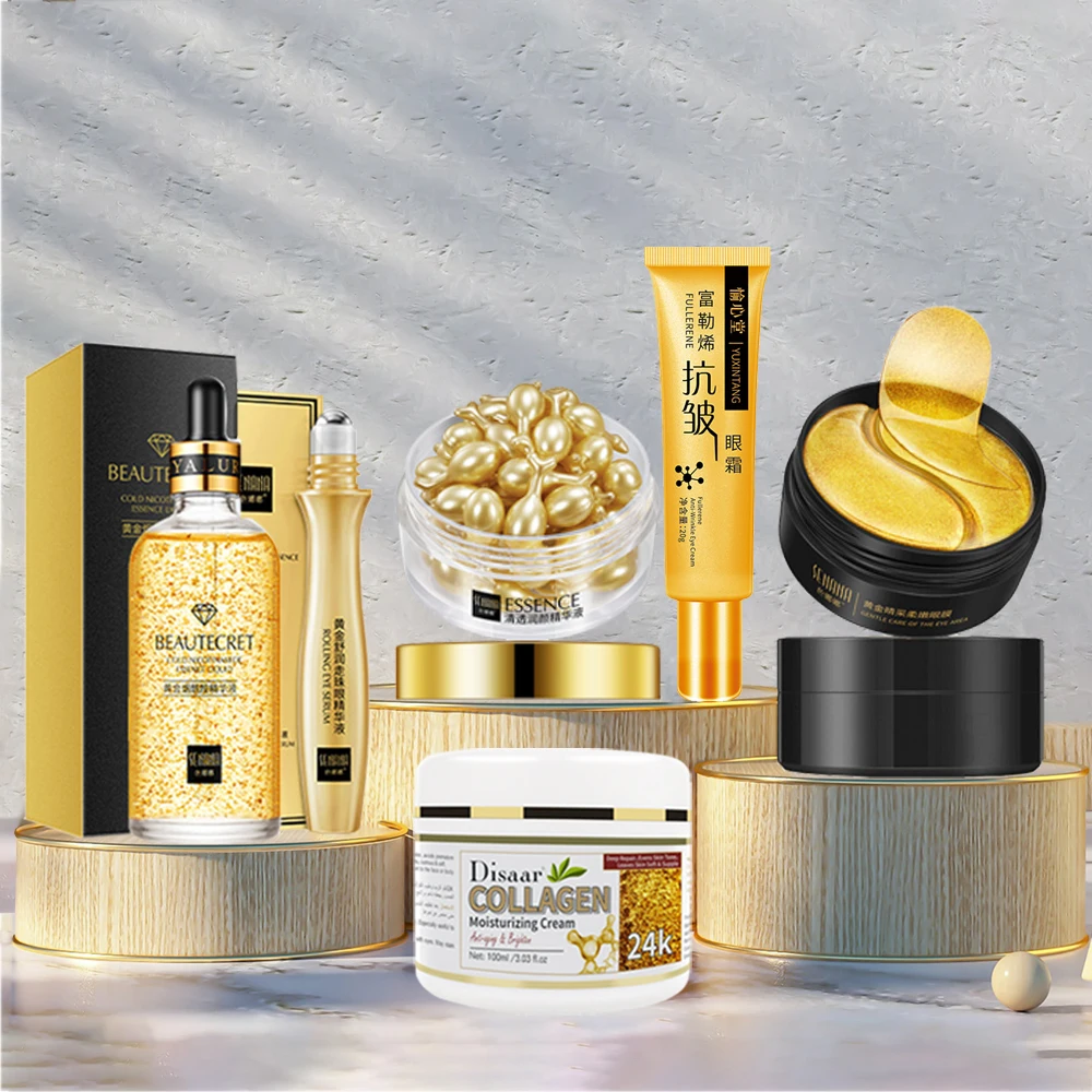 Set Per La Cura Della Pelle Del Viso 24K Gold Nicotinamide Face Essence Crema Al Collagene Idratare La Maschera Per Il Viso Illumina La Crema Per Gli 