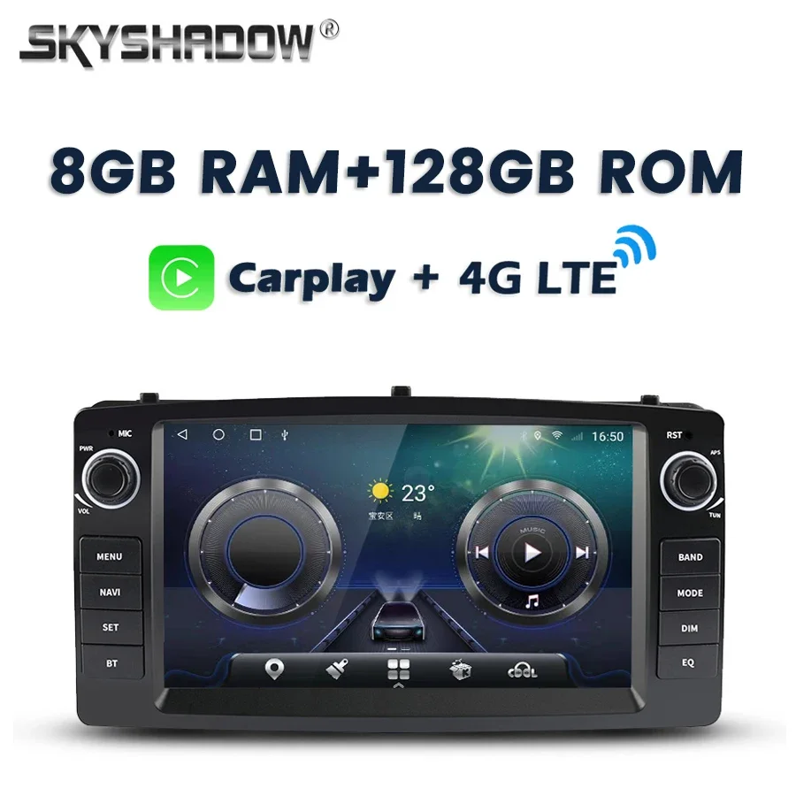360 8G + 128G 7 "Dsp Carplay Auto Android 13.0 Lettore Dvd Per Auto Mappa Gps Wifi Bluetooth Rds Radio Per Toyota Corolla E120 Byd F3