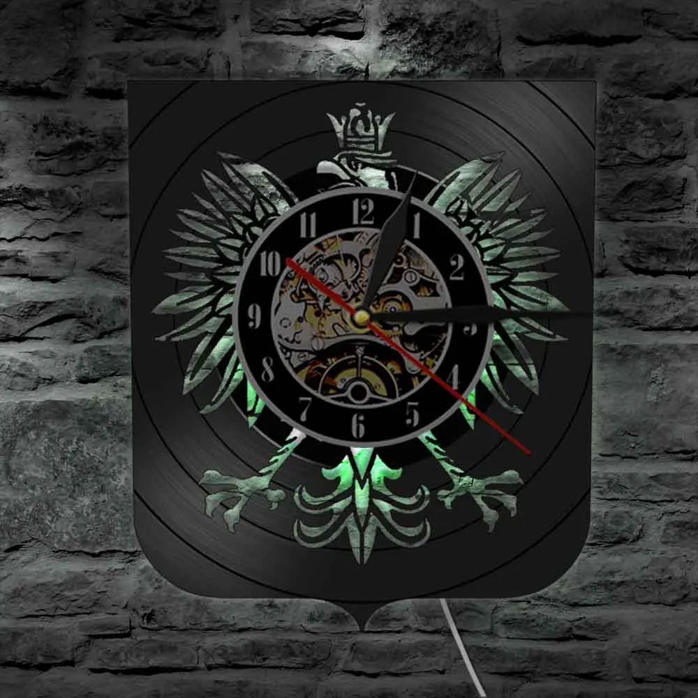 Polish Coat Of Arms Polska Orologio Da Parete Patriotic Polish Eagle Polonia Coat Of Arms Polish Falcon Vintage Vinyl Record Orologio Da Parete
