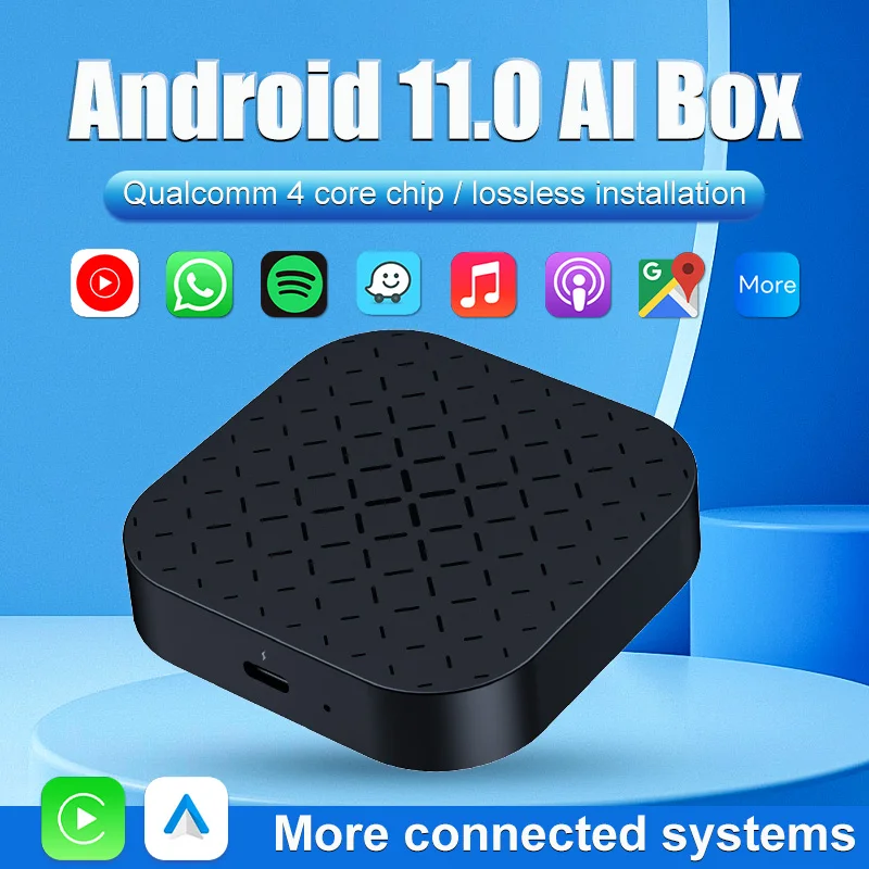 Carplay Ai Box Tv Qcm 2290 2 + 16Gb Android 11 Wireless Carplay/Android Auto Support Tf Card Integrata Per Youtube Play Store