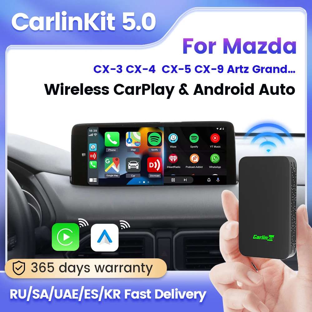Carlinkit 5.0 Wireless Car Play Dongle Car Radio Draadloze Adapter Android Auto Box Per Mazda 6 Cx3 Cx5 Mazda 3 Accessori