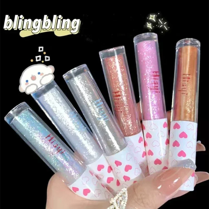 Ombretto Liquido Super Shine Pink Orange Pearlescent Glitter Highlighter Lasting Waterproof Eye Shadow Glitter Party Eyes Makeup