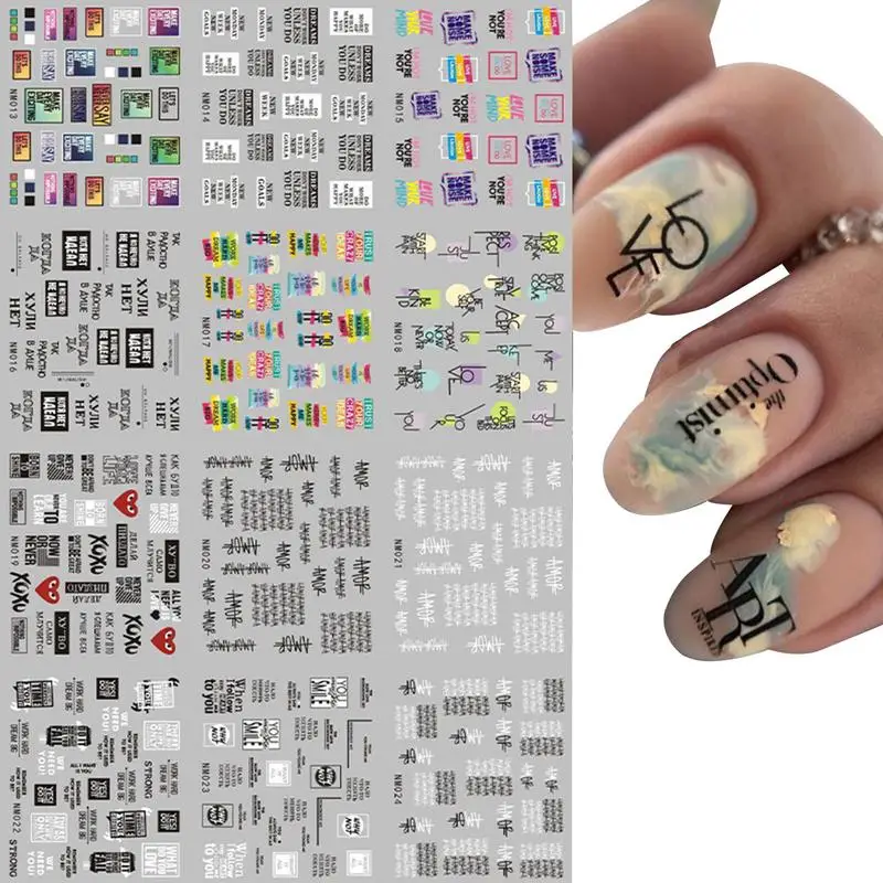 Nastro Nail Art Stickers 3D Nail Water Transfer Decalcomanie Punta Francese Abstract Swirl Stripe Wave Geometric Mix Nail Stickers Nail