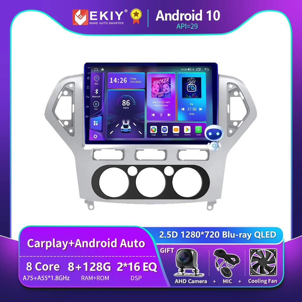 Ekiy T900 Radio 2 Din Android Per Ford Mondeo Mk4 2007 2008 2009 2010 Autoradio Blu-Ray Qled Lettore Multimediale Navi Gps Stereo Dvd Carplay