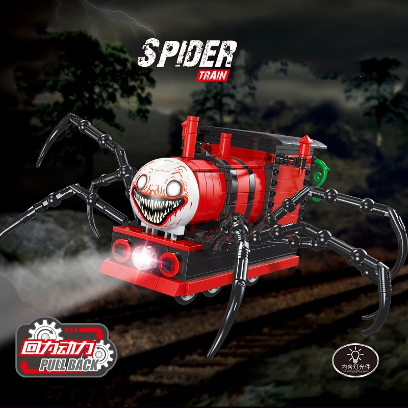 Spider Train Cartoon Monster Steam Trains Moc Game Building Blocks Choo-Choo Charles Horrororsbricks Giocattoli Per Bambini