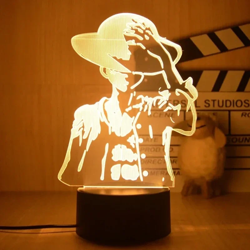 Anime One Piece Rufy 3D Lamp Led Night Lights Toys Nightlights Kids Bedroom Decoration Table Lampe Lampara Manga Gift