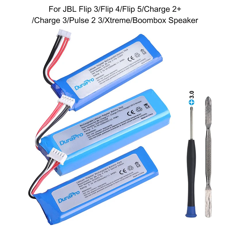 Batteria Di Ricambio Durapro Per Jbl Flip 4,Flip 3,Flip 5,Jbl Charge 2 +,Jbl Charge 3,Jbl Xtreme,Jbl Pulse 3,Jbl Boombox Speaker