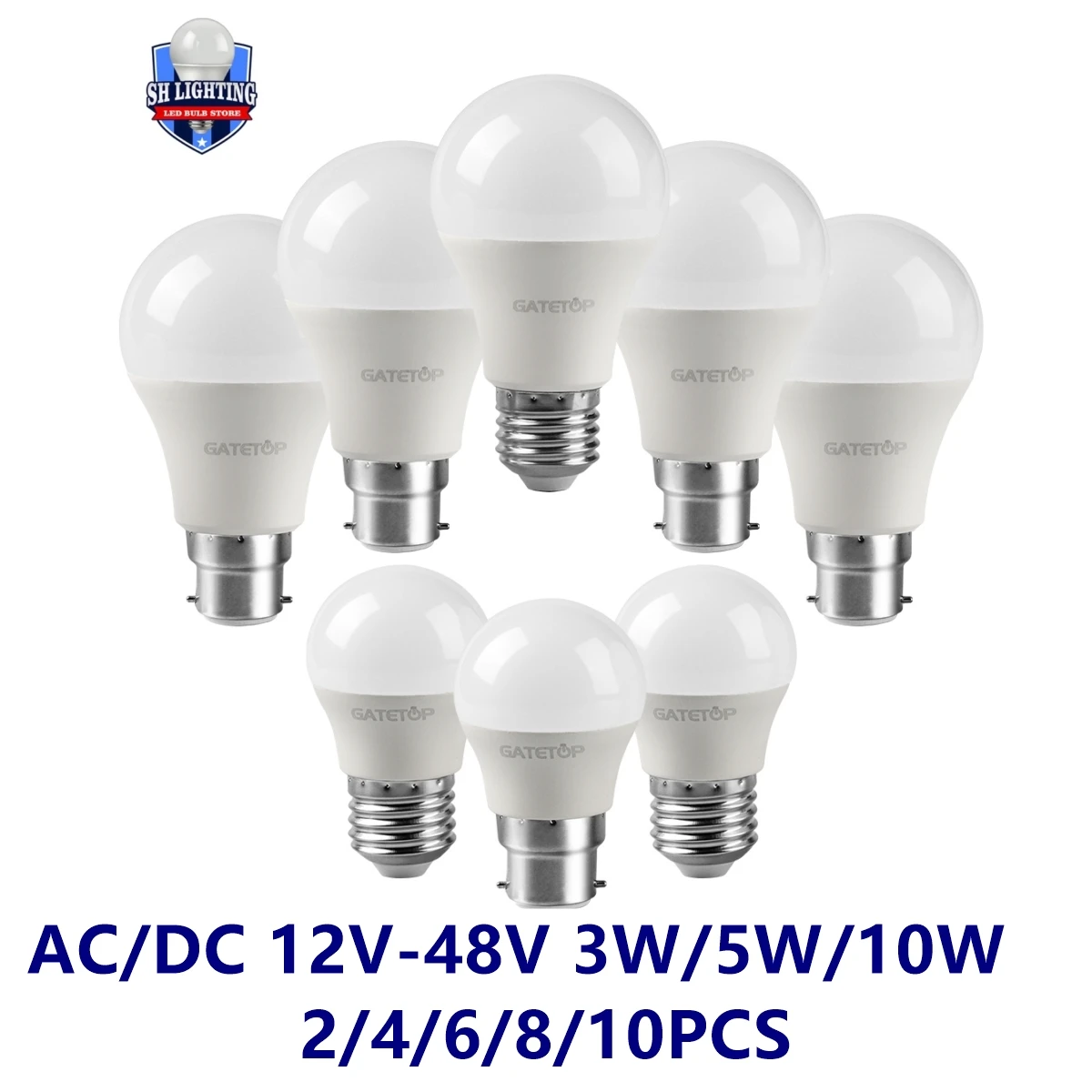Lampadina A Led A Bassa Tensione Ac/Dc12V 24V 36V 48V E27 B22 10W Bombilla Per Lampadine A Led Solari 12 Volt Illuminazione Della Lampada A Bassa Tens