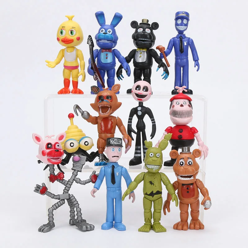 12Pcs Freddy Action Figures Pvc Model Toys Freddy Bonnie Foxy Fazbear Bear Doll Pvc Action Figures Giocattoli Da Collezione Per Bambini