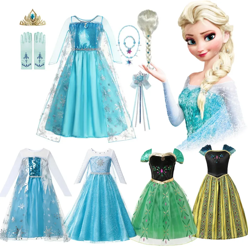 Snow Queen Elsa Kids Costumes For Girls 2023 Carnival Party Prom Gown Robe-Playing Abbigliamento Per Bambini Frozen Princess Dress