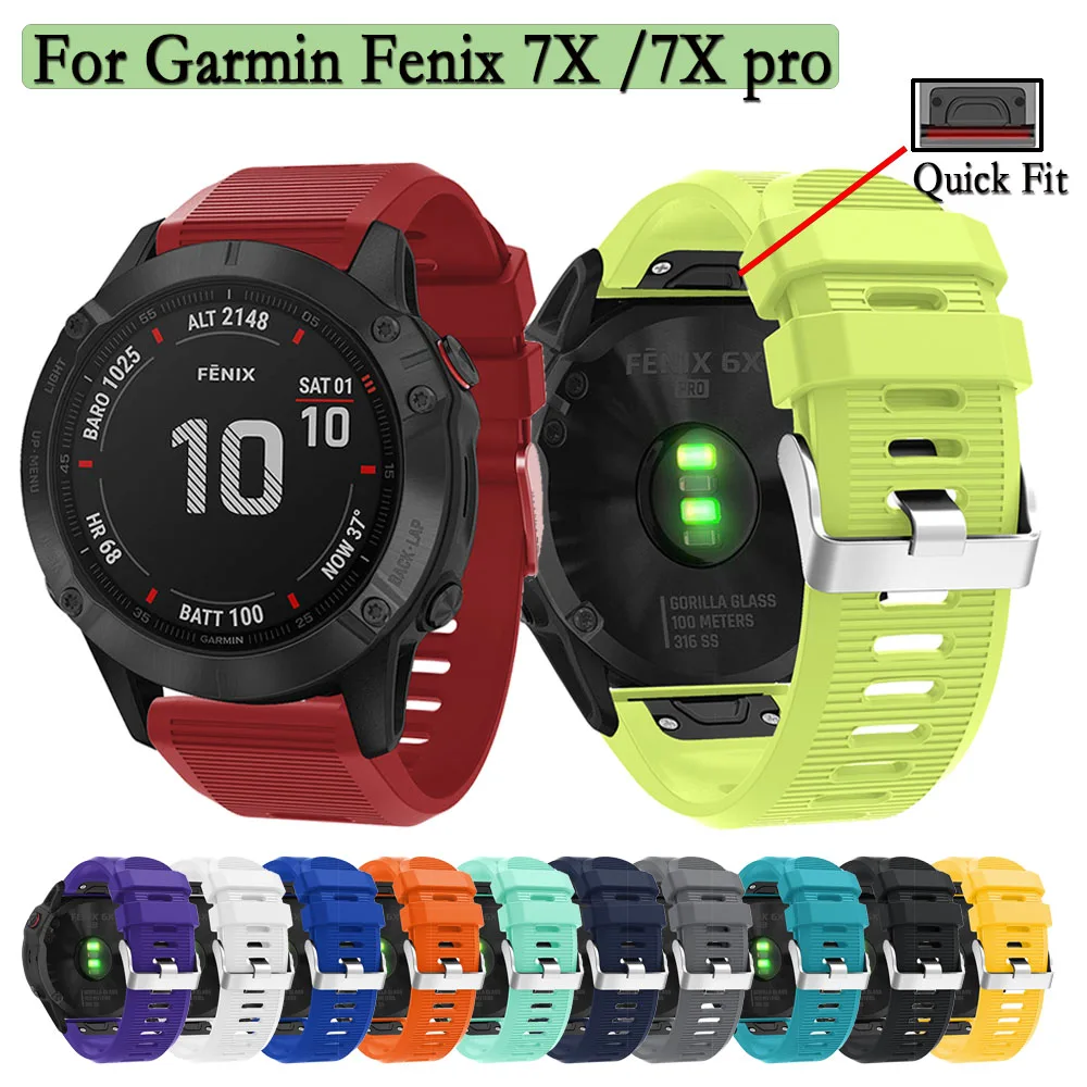 Cinturino In Silicone Quick Fit Da 26Mm Per Cinturino Regolabile Garmin Fenix 7X /7X Pro Per Garmin Fenix 3 /3Hr /3 Sapphire
