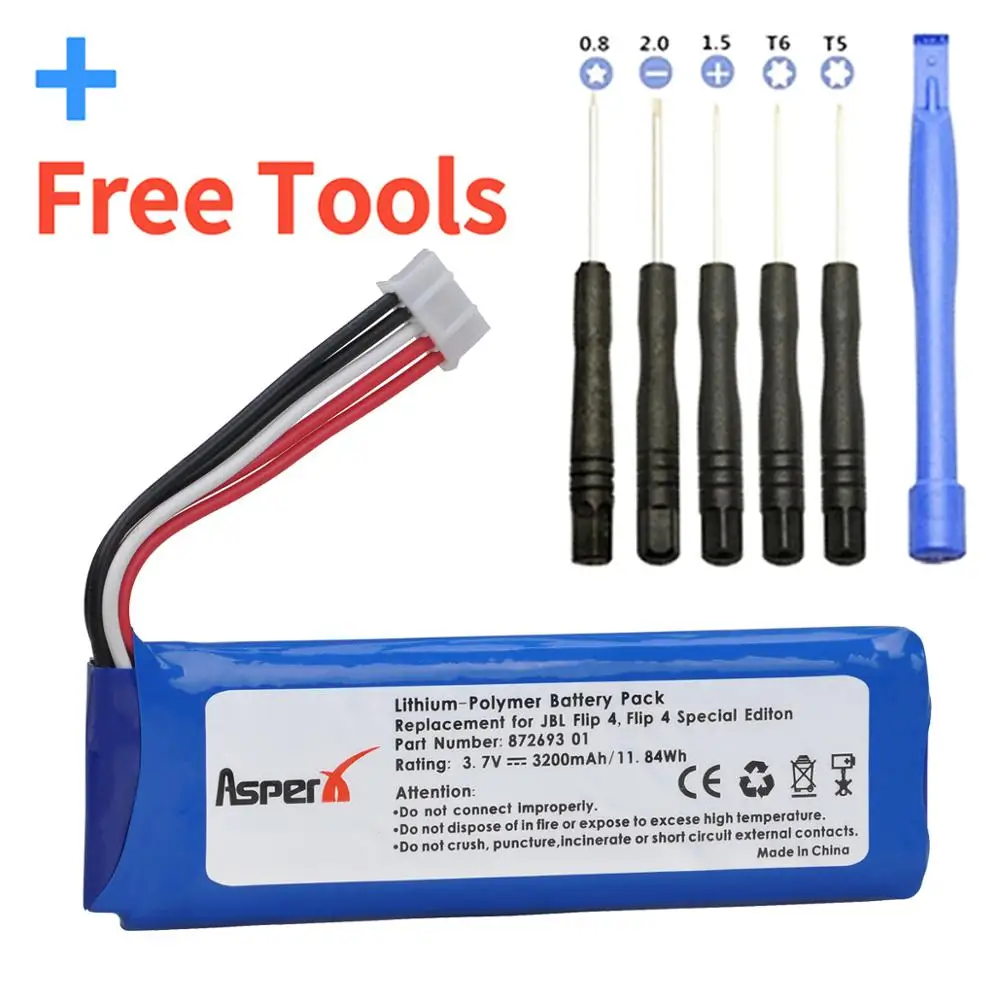 Asperx 3.7V 3200Mah Jbl Flip 4 Gsp872693 01 Batteria Ricaricabile Bateria Per Jbl Flip 4, Flip 4 Special Edition