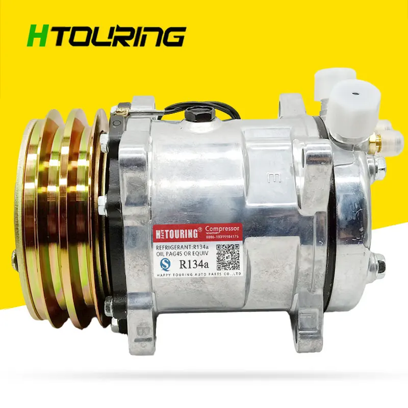 Sanden 508 Sd508 5 H14 Compressore 12V / 24V 2 Groove V Blet Puleggia Trattore Escavatore Camion Per Impieghi Gravosi Trattore Universale R134A R12