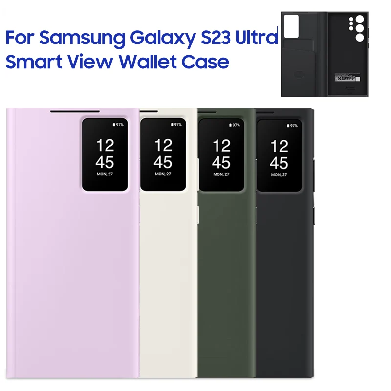 Smart View Wallet Flip Case Per Samsung Galaxy S23 Ultra Sm-S918B Smart View Cover Per Telefono