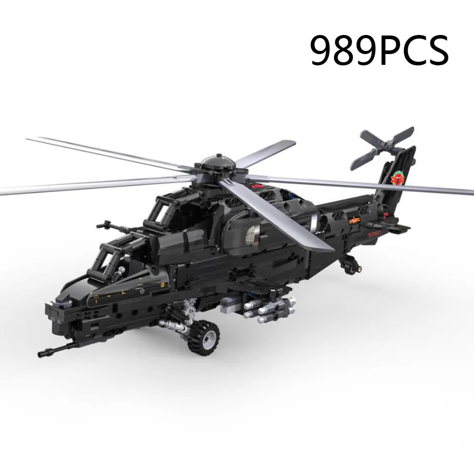 Modern Military Technical China Wz-10 Gunship Elicotteri Radio 2.4Ghz Telecomando Modello Moc Build Block Ww2 Brick Rc Toys