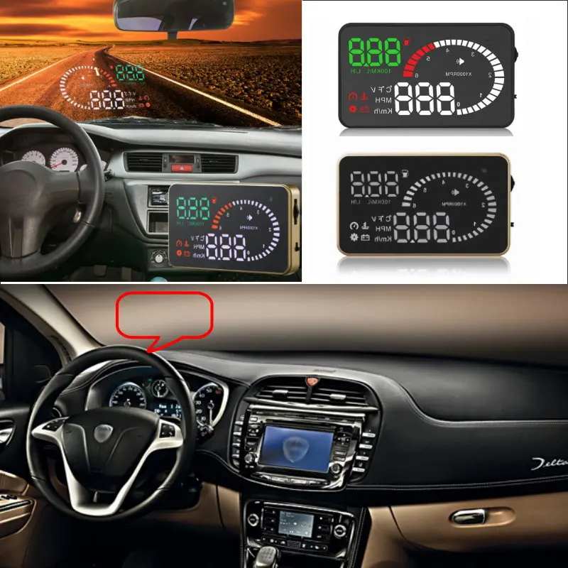 Car Hud Head Up Display Per Lancia Delta/Ypsilon/Musa/Lybra/Phchu/Tesi Car Head-Up Display Hud Safe Screen Projector