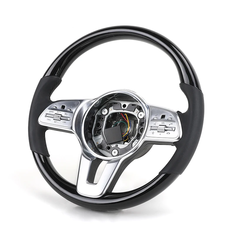 Volante Personalizzato Bianco Pulsante In Pelle Nera Volante In Legno Per Mercedes Benz Classe C W205 C205 W247 W177 W253 W188 W293